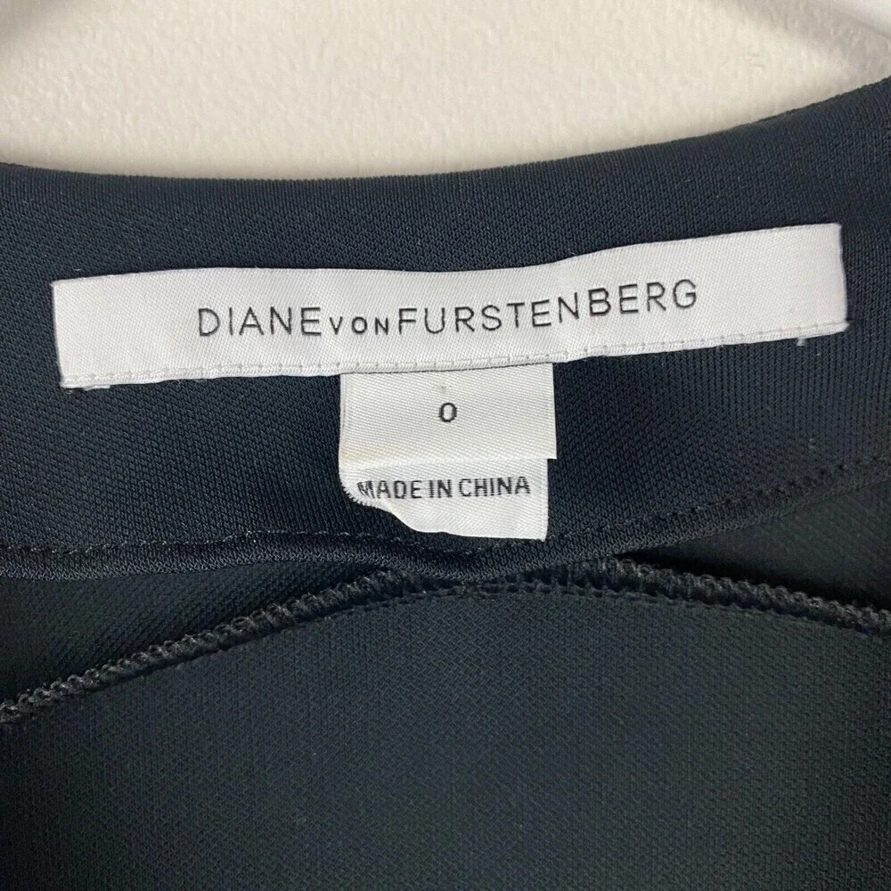 DVF Diane von Furstenberg JEWEL Shadow Blue Black Silk Combo Wrap Dress Size 0 - Picture 3 of 13